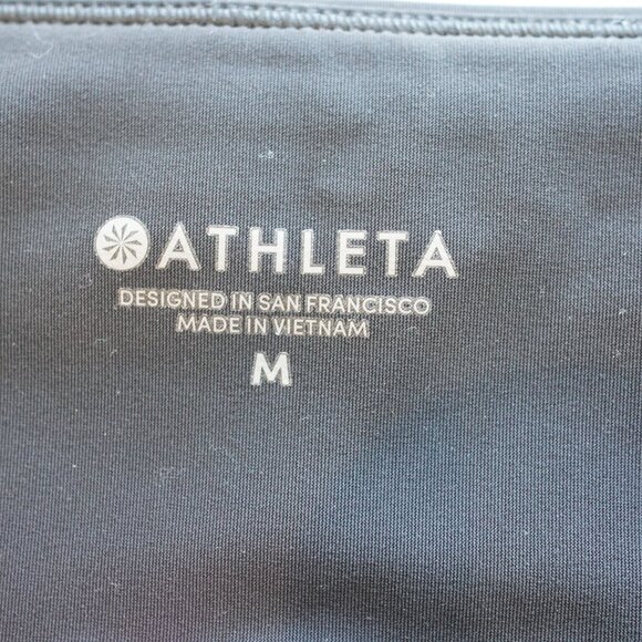 Athleta Colorblock Zip Pocket Leggings Size M Black Navy‎ High Waist Stretch - Picture 5 of 10